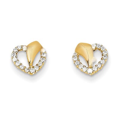Synthetic Diamond Heart Post Earrings - 14k Gold SE2311 by Madi K, MPN: SE2311, 883957037820