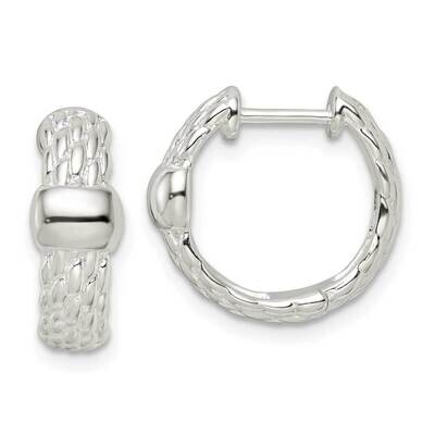 Basket Weave Hinged Hoop Earrings Sterling Silver Polished QE15955, MPN: QE15955, 196904151297