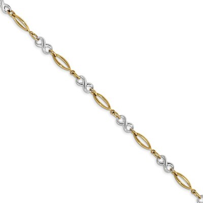 7.5 Inch Polished Infinity Bracelet 14k Two-Tone Gold FB1486-7.5, MPN: FB1486-7.5, 886774101866