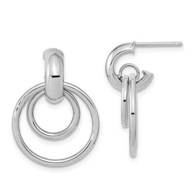 Fancy Post Dangle Hoop Earrings 14k White Gold Polished TF2156W, MPN: TF2156W, 883957992716