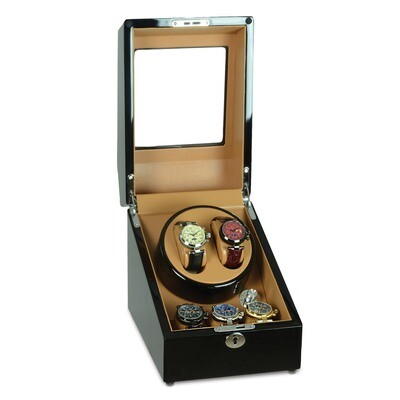 Steinhausen Heritage Onyx Finish Dual Watch Winder with Storage GM20220, MPN: GM20220, 849689026822