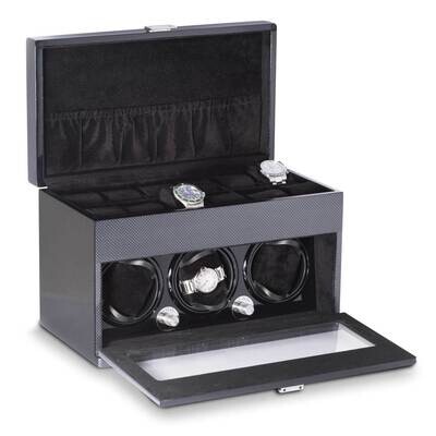 Carbon Fiber 3-Watch Winder with 12-Watch Storage GM21252, MPN: GM21252, 797140576815