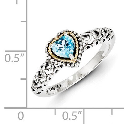 Blue Topaz Ring Sterling Silver &amp; 14k Gold QTC803, MPN: QTC803, 883957441405