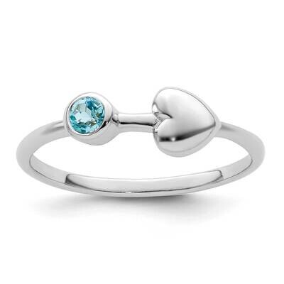 Heart Ls Blue Topaz Ring Sterling Silver Rhodium-Plated Polished QBR35DEC, MPN: QBR35DEC,