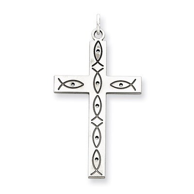 Cross Pendant Laser Designed Sterling Silver QXR114, MPN: QXR114, 883957522913