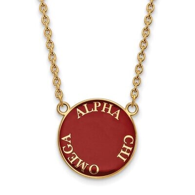 Alpha Chi Omega Small Enameled Pendant with 18 Inch Chain Gold-plated Silver GP013ACO-18, MPN: GP01…