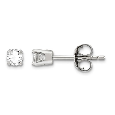 3mm Round Stud Earring Mounting with backs 14k White Gold XD3W, MPN: XD3W,