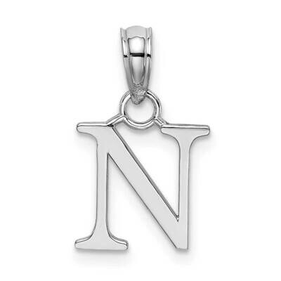 N Block Initial Charm 14k White Gold Polished K6423WN, MPN: K6423WN, 637218161515