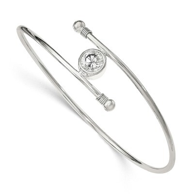 CZ Diamond Bangle Sterling Silver Polished QB994, MPN: QB994, 196904160640