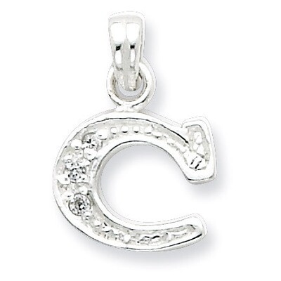 Initial C Pendant Sterling Silver Diamond QC6717C, MPN: QC6717C, 883957532608