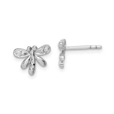 Childs CZ Diamond Dragonfly Post Earrings Sterling Silver Rhodium-plated QE14341, MPN: QE14341, 883…