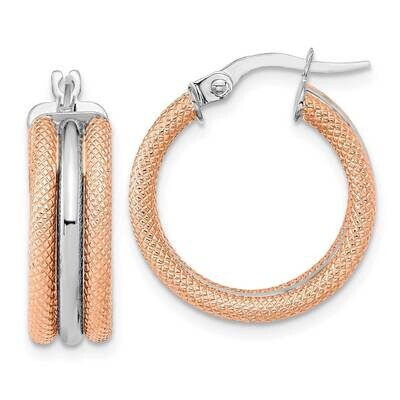 Rose Rhodium Polished and Textured Hoop Earrings 14k White Gold TF2048WR, MPN: TF2048WR, 8839579879…