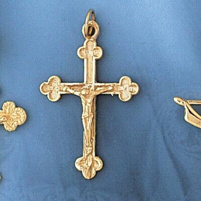 Dazzlers Jewelry Jesus Christ on Cross Pendant Necklace Charm Bracelet in Yellow, White or Rose Gol…
