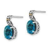 London Blue Topaz Post Earrings Sterling Silver &amp; 14k Gold QTC1338, MPN: QTC1338, 191101466557