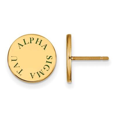 Alpha Sigma Tau Enameled Post Earrings Gold-plated Silver GP020ALS, MPN: GP020ALS, 191101099762