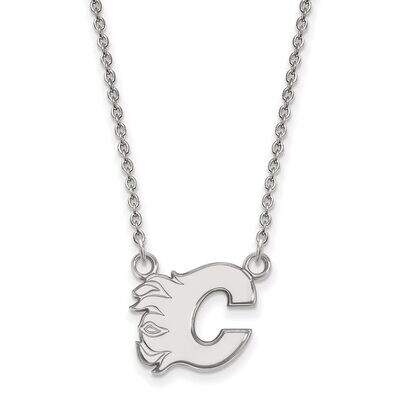 Calgary Flames Small Pendant with Chain Necklace 10k White Gold 1W012FLA-18, MPN: 1W012FLA-18, 8867…