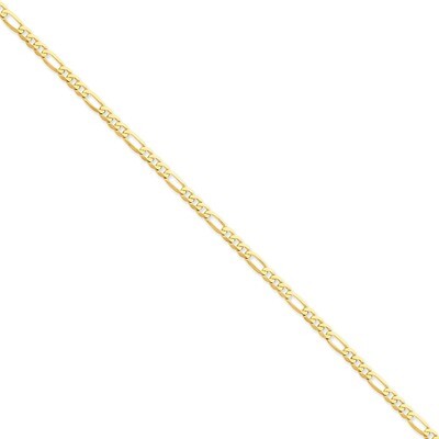 4mm Flat Figaro Chain 7 Inch 14k Gold FFL100-7, MPN: FFL100-7, 886774096049