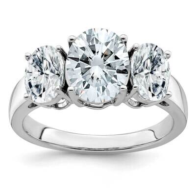 4 3/4ct. Three Stone D E F Pure Light Oval Moissanite Ring 14k White Gold RM6795-390-WMP, MPN: RM67…