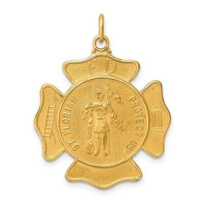 Large St. Florian Fire Dept. Badge Medal 14k Gold Solid Polished Satin XR1710, MPN: XR1710, 8839572…