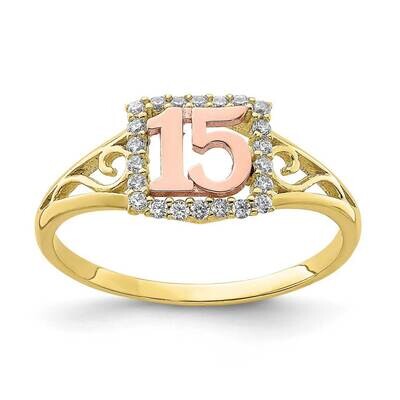 15 Ring 10k Two-tone Gold CZ Diamond 10C1429 Size 8, MPN: 10C1429, 883957781785