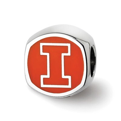 University Of Illinois Cushion Shaped Enameled Bead Sterling Silver SS501UIL, MPN: SS501UIL, 634401…