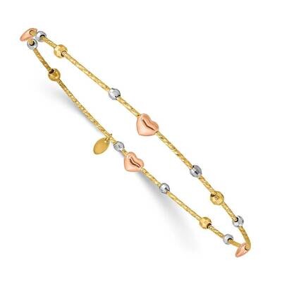 Heart Diamond-cut Slip-on Bangle 14k Tri-Color Gold DB679, MPN: DB679, 191101924507