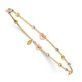 Heart Diamond-cut Slip-on Bangle 14k Tri-Color Gold DB679, MPN: DB679, 191101924507