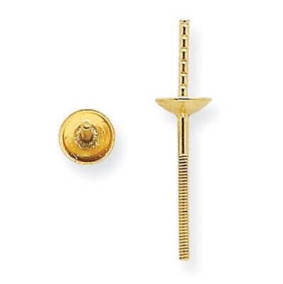 4.0mm Pearl Cup Threaded Post Earring Mounting 14k Yellow Gold YG2658, MPN: YG2658,