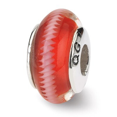 Red Hand-blown Glass Bead - Sterling Silver QRS631, MPN: QRS631, 883957725413