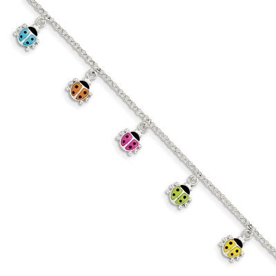 Enamel Ladybug 6 Inch Bracelet Sterling Silver QG3545-6, MPN: QG3545-6, 191101472848