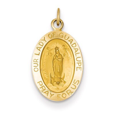 Our Lady of Guadalupe Medal Pendant 14k Gold Polished and Satin XR1249, MPN: XR1249, 883957421681