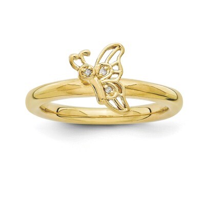 Gold-plated Butterfly Diamond Ring - Sterling Silver QSK1626, MPN: QSK1626, 886774251424
