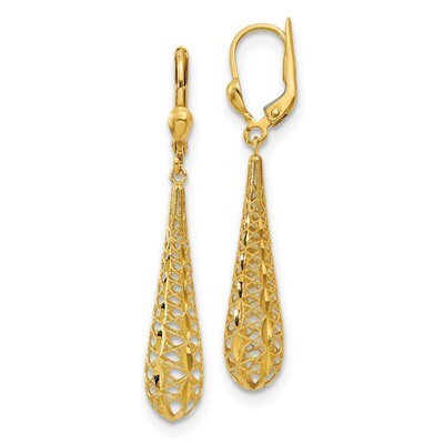 Leslie&#39;s Fancy Dangle Leverback Earrings 14k Gold Polished HB-LE1491, MPN: LE1491, 191101761317