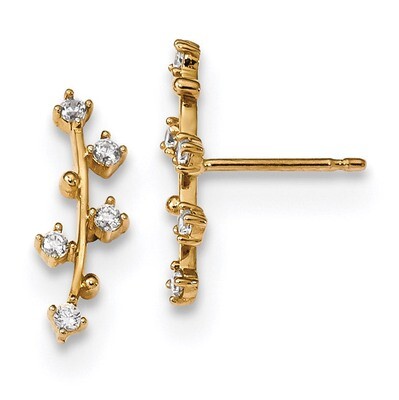 Bar with CZ Diamonds Post Earrings 14k Gold Polished YE1815, MPN: YE1815, 191101078514