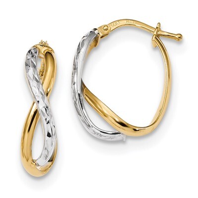 Diamond -cut and Polished Hoop Earrings 14k Two-Tone Gold TF1199, MPN: TF1199, 191101146541