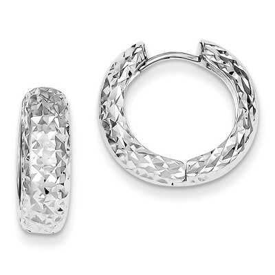Polished Diamond Cut Hoop Earrings Sterling Silver Rhodium QE8524, MPN: QE8524, 869944822495