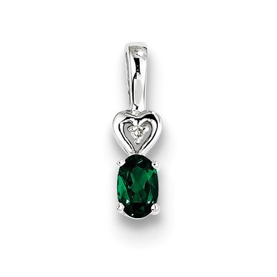 Emerald &amp; Diamond May Pendant Sterling Silver QBPD23MAY, MPN: QBPD23MAY, 883957544564