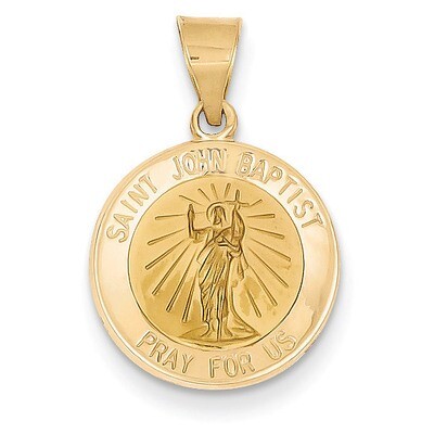 Saint John Baptist Medal Pendant 14k Gold Polished and Satin XR1334, MPN: XR1334, 883957486383