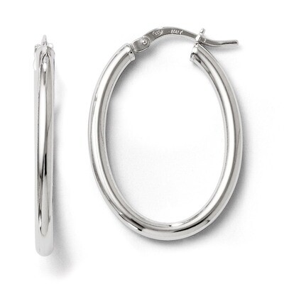 Leslie&#39;s Polished Oval Hinged Hoop Earrings - Sterling Silver HB-QLE283, MPN: QLE283, 886774569758