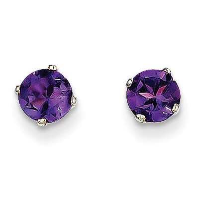 5mm Amethyst Stud Earrings 14k White Gold XBE134, MPN: XBE134, 883957217161