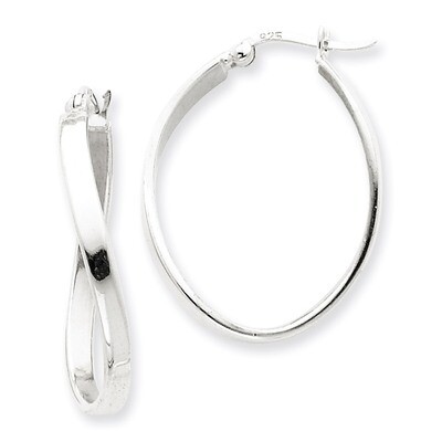 Oval Hoop Earrings Sterling Silver QE3759, MPN: QE3759, 883957927817