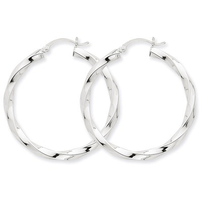 3mm Twisted Hoop Earrings 14k White Gold TC357, MPN: TC357, 883957289687