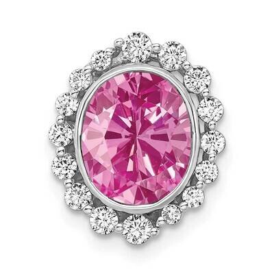 Si1/Si2, G H I, Lab Created Pink Sapph Oval Pendant 14k White Gold Lab Grown Diamond PM7985-CPS-046…