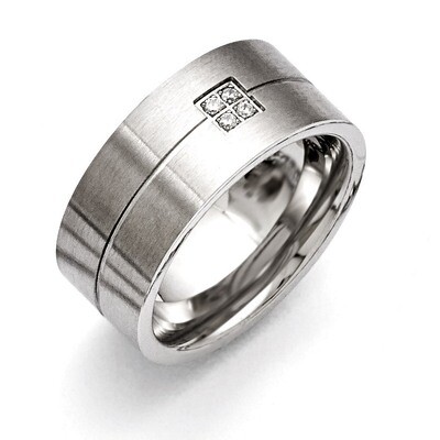 Brushed and Polished with Synthetic Diamond Ring - Stainless Steel SR379 by Chisel, MPN: SR379, 191…