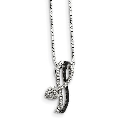Black Spinel &amp; CZ Heart Necklace Sterling Silver QMP1447-18, MPN: QMP1447-18, 191101075506