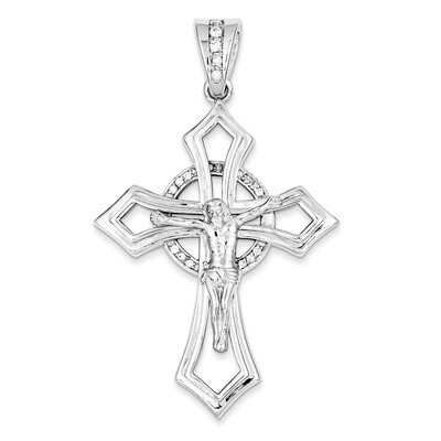 Crucifix Pendant Sterling Silver Diamond QC3431, MPN: QC3431, 883957283906