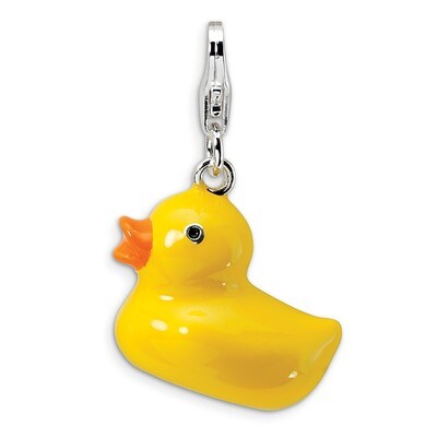 3-D Enameled Duck Charm Sterling Silver QCC177 by Amore La Vita, MPN: QCC177, 883957331348