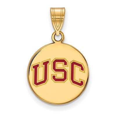 University of Southern California Medium Enamel Disc Pendant Gold-plated Sterling Silver GP049USC, …