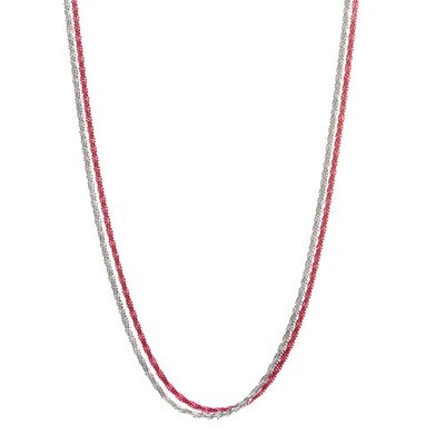 Sterling Silver Red/W 2-Row Adj18-20 F136