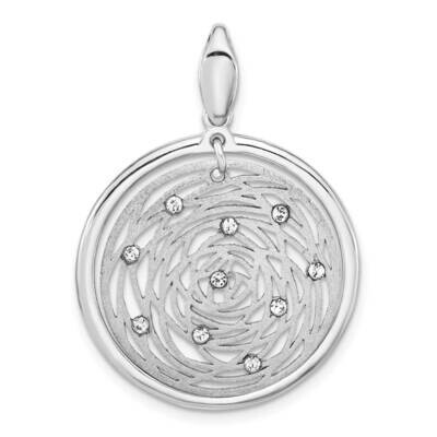 Sterling Silver Polished Scratch-finish CZ Pendant SSCMEI18211
